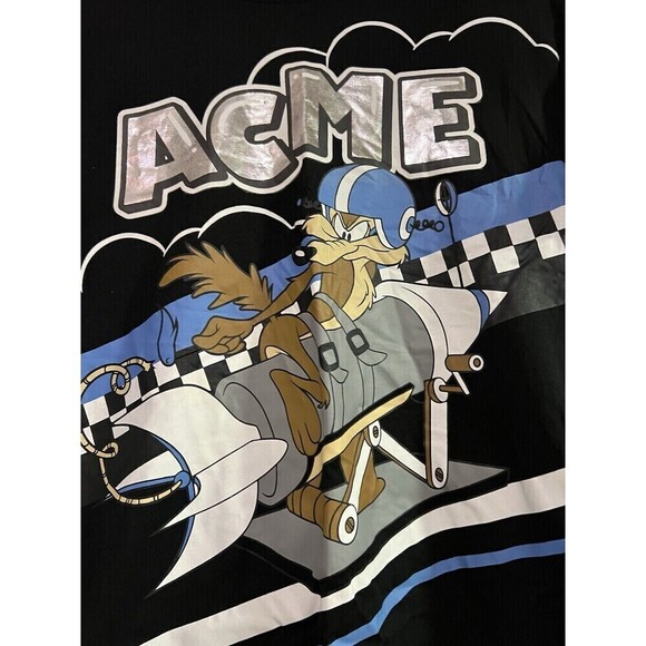 Looney Tunes T-shirt Small Short Sleeve Black Shirt road Runner ACME Cotton - Picture 2 of 4